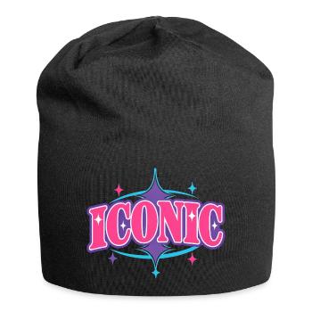 Iconic – Chunky Y2K Retro Serif Statement Vector - Jersey Beanie - black - Front