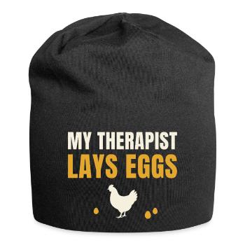 My Therapist Lays Eggs Chicken - Jersey Beanie - black - Front