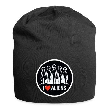 I Love Aliens Extraterrestrial UFO Fan - Jersey Beanie - black - Front