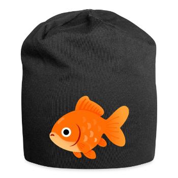Sunny Orange Goldfish Illustration - Jersey Beanie - black - Front