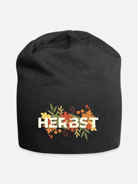 Herbst | Jahreszeit - Jersey-Beanie - Schwarz