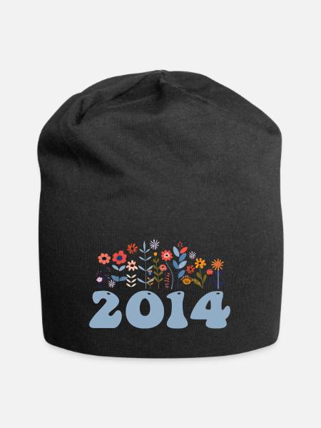 2014 Blumenmuster 2014 Blumen-thema Blumen 2014 - Jersey-Beanie - Schwarz