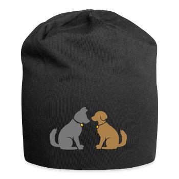 Amis chiens - meilleurs amis - idée cadeau - Bonnet en jersey - noir - Devant