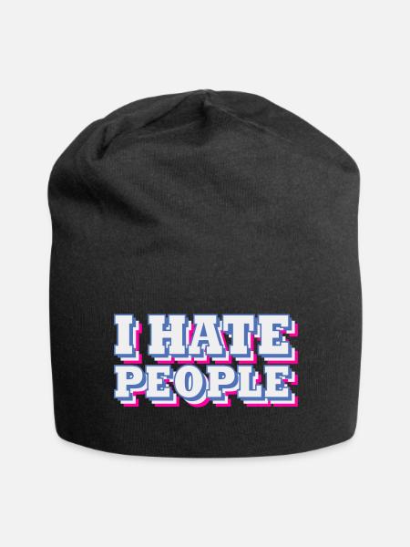 Ich hasse Menschen | Farben änderbar - Jersey-Beanie - Schwarz