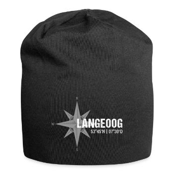 Langeoog Koordinaten Kompass - Jersey-Beanie - Schwarz - Vorne