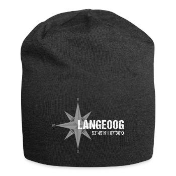 Langeoog Koordinaten Kompass - Jersey-Beanie - Anthrazit - Vorne