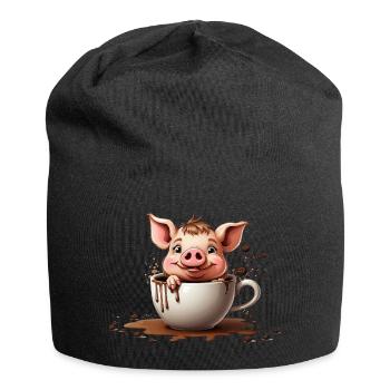 SCHWEINE BAUERN SCHWEIN KAFFEE - Jersey-Beanie - Schwarz - Vorne