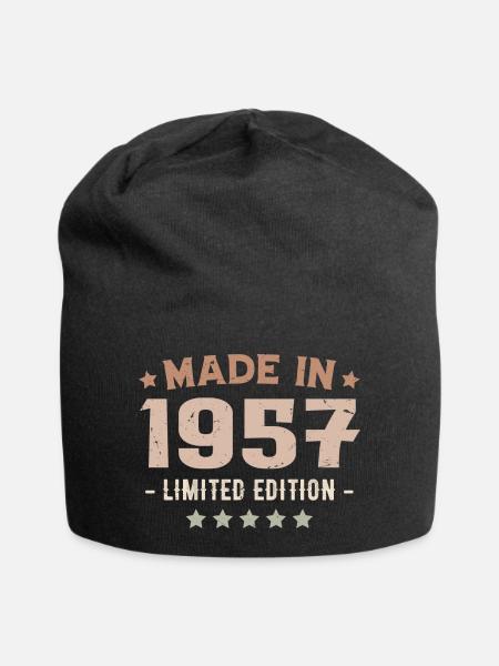 Hergestellt im Jahr 1957 Jubiläumsgeschenk 1957 Jahrgang 1957 - Jersey-Beanie - Schwarz