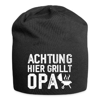 Grillen Grillmeister Opa Grill Geschenkidee - Jersey-Beanie - Schwarz - Vorne