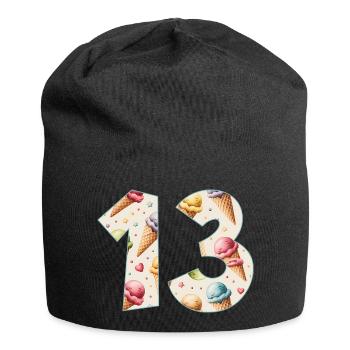EISCREME NUMMER 13 JAHRE EIS 13. GEBURTSTAG - Jersey-Beanie - Schwarz - Vorne