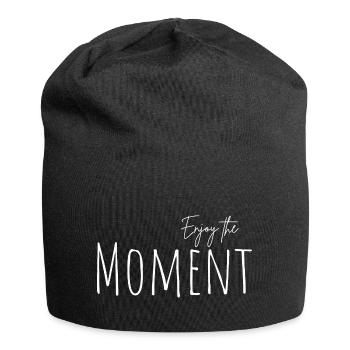 Genieße den Moment - Jersey-Beanie - Schwarz - Vorne