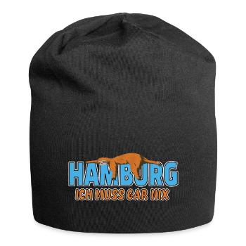Hamburg ich muss gar nix Faultier Heimat - Jersey-Beanie - Schwarz - Vorne