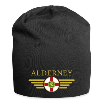 J’aime Aurigny, T-shirt design de style élégance - Bonnet en jersey - noir - Devant