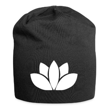 Lotusblume - Jersey-Beanie - Schwarz - Vorne