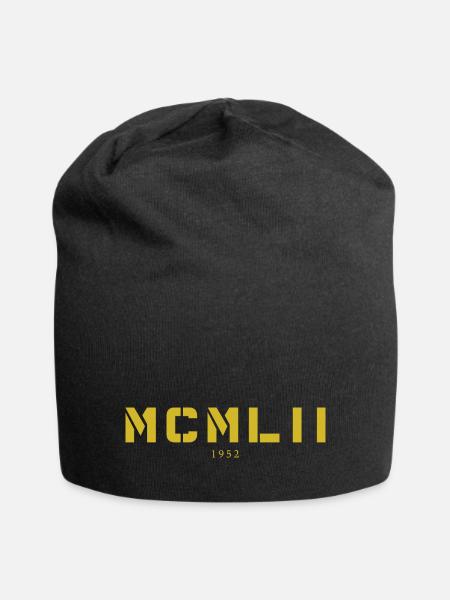 Mit römischen Zahlen MCMLII - Made in 1952 - Jersey-Beanie - Schwarz