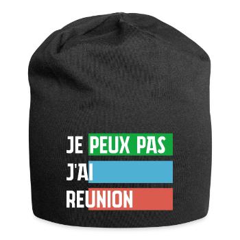 Je peux pas jai reunion - Bonnet en jersey - noir - Devant
