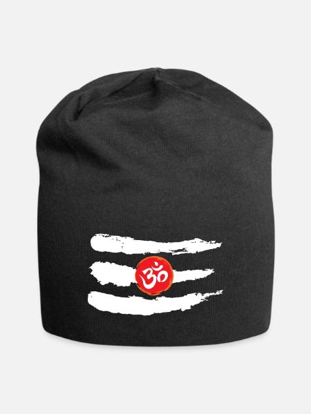 Drittes Auge Shiva OM weißes Thema - Jersey-Beanie - Schwarz