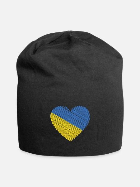 Soutenez l’Ukraine avec I Love Ukraine Heart - Bonnet en jersey - noir