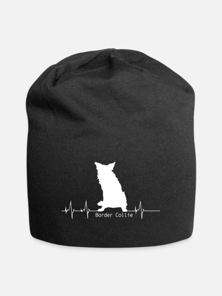 Border Collie Heartbeat Geschenk - Jersey-Beanie - Schwarz