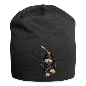 Ninja Affe Sprung Schwert Geschenk - Jersey-Beanie - Schwarz - Vorne