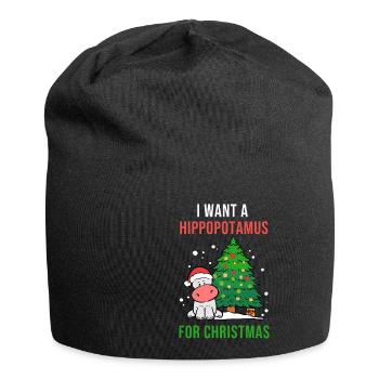 Hippopotamus for Christmas Hippo-Liebhaber Gift - Jersey-Beanie - Schwarz - Vorne