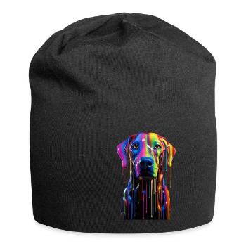 Chien arc-en-ciel - Bonnet en jersey - noir - Devant