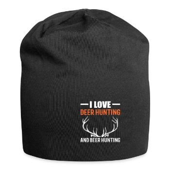 Cadeau chasseur de cerfs de chasse à la bière - Bonnet en jersey - noir - Devant