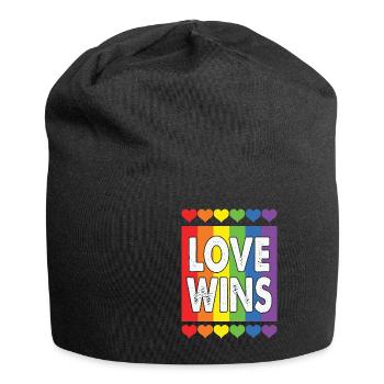 LBGT Flag Gay Pride L’amour humain gagne - Bonnet en jersey - noir - Devant
