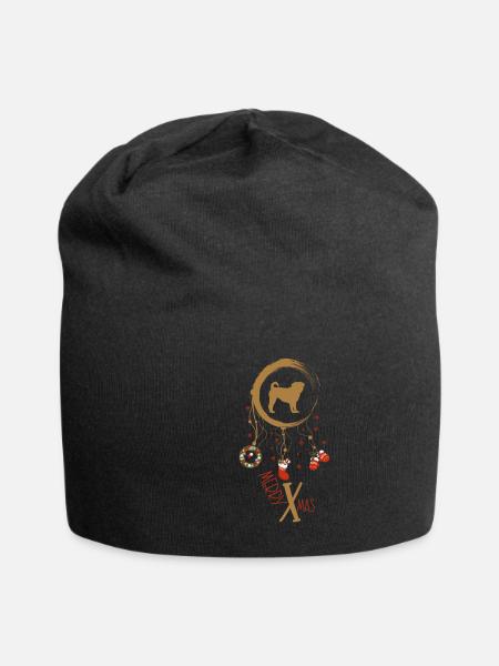 Mops Weihnachten Weihnachtstraumfänger - Jersey-Beanie - Schwarz