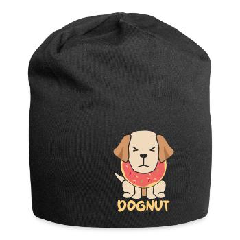 Dog Donut Dognut Funny Animal Puns - Jersey Beanie - black - Front