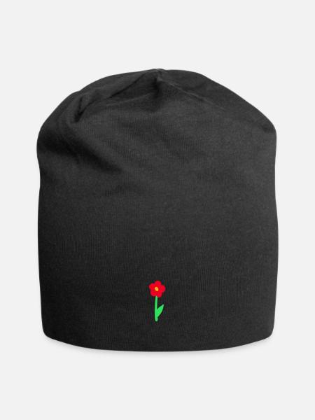 Blume - Jersey-Beanie - Schwarz