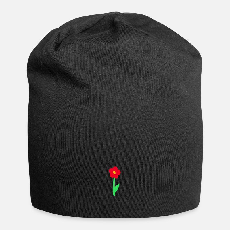 Blume - Jersey-Beanie - Schwarz