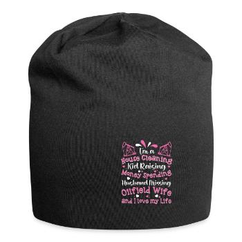 Oilfield Worker Oilfield Wife Marriage Oil Well - Jersey Beanie - black - Front