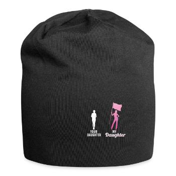 Lustiger Farbschutz mit Aufschrift "Your Daughter - Jersey-Beanie - Schwarz - Vorne
