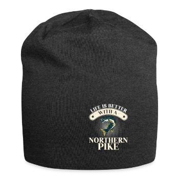 Life Is Better Funny Northern Pike Fish Humor For - Jersey Beanie - charcoal grey - Front