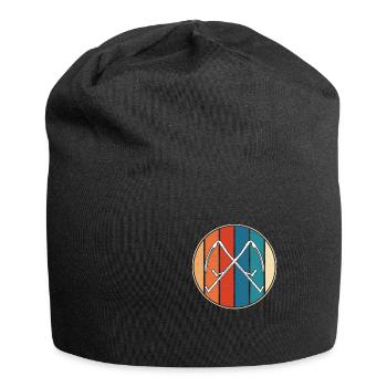 Sensenmähen Retro Farben Lustig Sensenmähen - Jersey-Beanie - Schwarz - Vorne