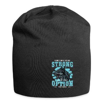 Starker Wolf Klassischer motivierender Alpha A - Jersey-Beanie - Schwarz - Vorne