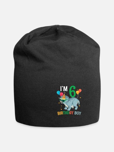 I'm 6 Birthday Boy Triceratops 6 Year Old 6th - Jersey-Beanie - Schwarz
