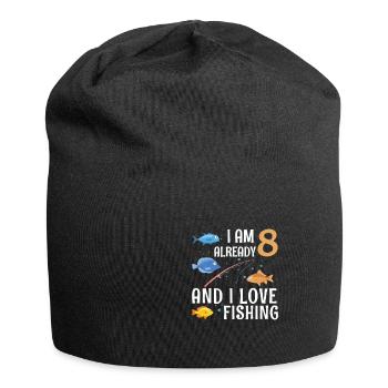 I Am Already 8 And I Love Fishing 8 Year Old 8th - Jersey Beanie - black - Front