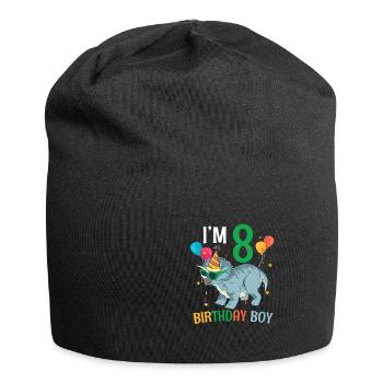 I'm 8 Birthday Boy Triceratops 8 Year Old 8th - Jersey Beanie - black - Front