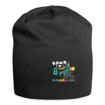 Rawr I'm 8 Birthday Boy Raptor 8 Year Old 8th - Jersey Beanie - black - Front