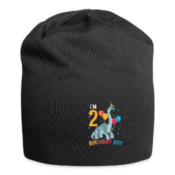 Je suis 2 anniversaire garçon brachiosaure 2 ans 2ème - Bonnet en jersey - noir - Devant