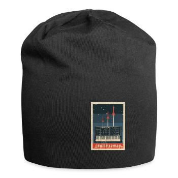 Vintage Sowjetischer Synthesizer - Analoges UdSSR-Design - Jersey-Beanie - Schwarz - Vorne