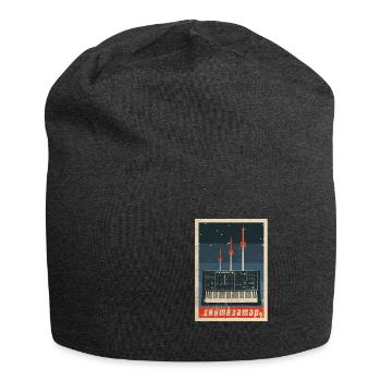 Vintage Sowjetischer Synthesizer - Analoges UdSSR-Design - Jersey-Beanie - Anthrazit - Vorne