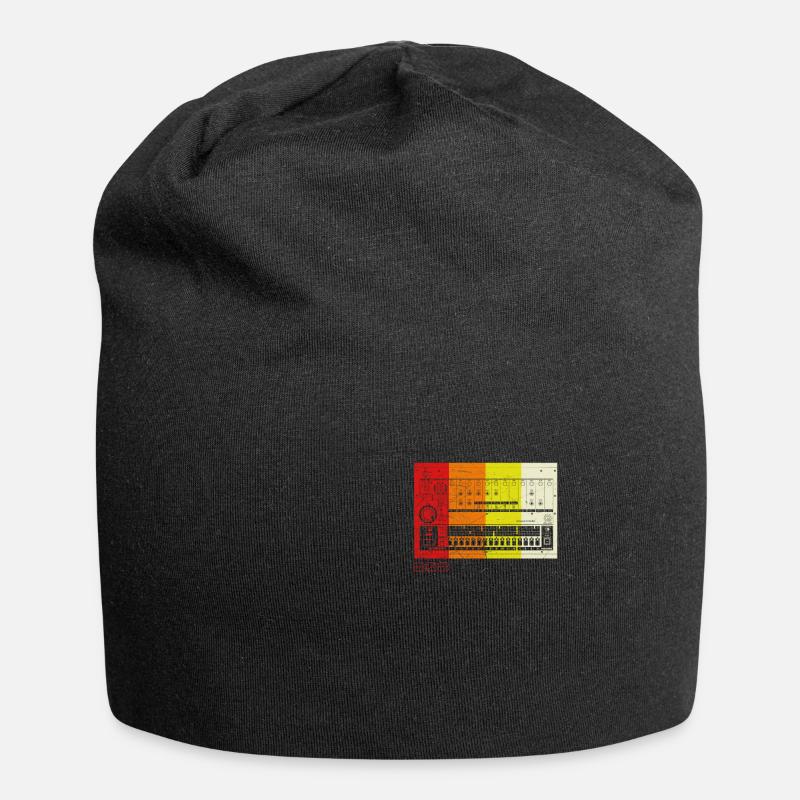 Analog Vintage Drum Machine - Retro 808 Nerd - Jersey-Beanie - Schwarz