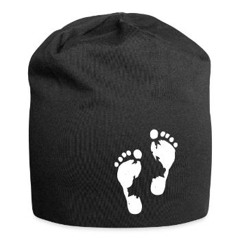 Menschliche Fußabdrücke Schritte Füße Schritte - Jersey-Beanie - Schwarz - Vorne