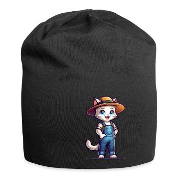 Cute Cat Farmer - Jersey Beanie - black - Front