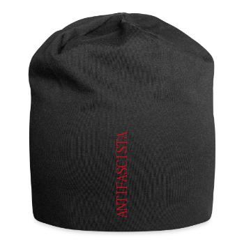 Lettrage antifasciste vertical en lettrage rouge - Bonnet en jersey - noir - Devant