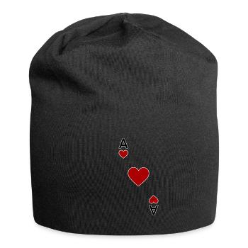 Spielkarte Herz Ass - Jersey-Beanie - Schwarz - Vorne
