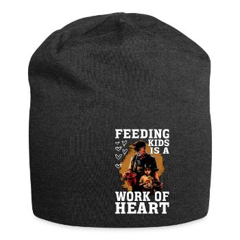 Feeding Kids Is A Work Of Heart 6 - Jersey Beanie - charcoal grey - Front